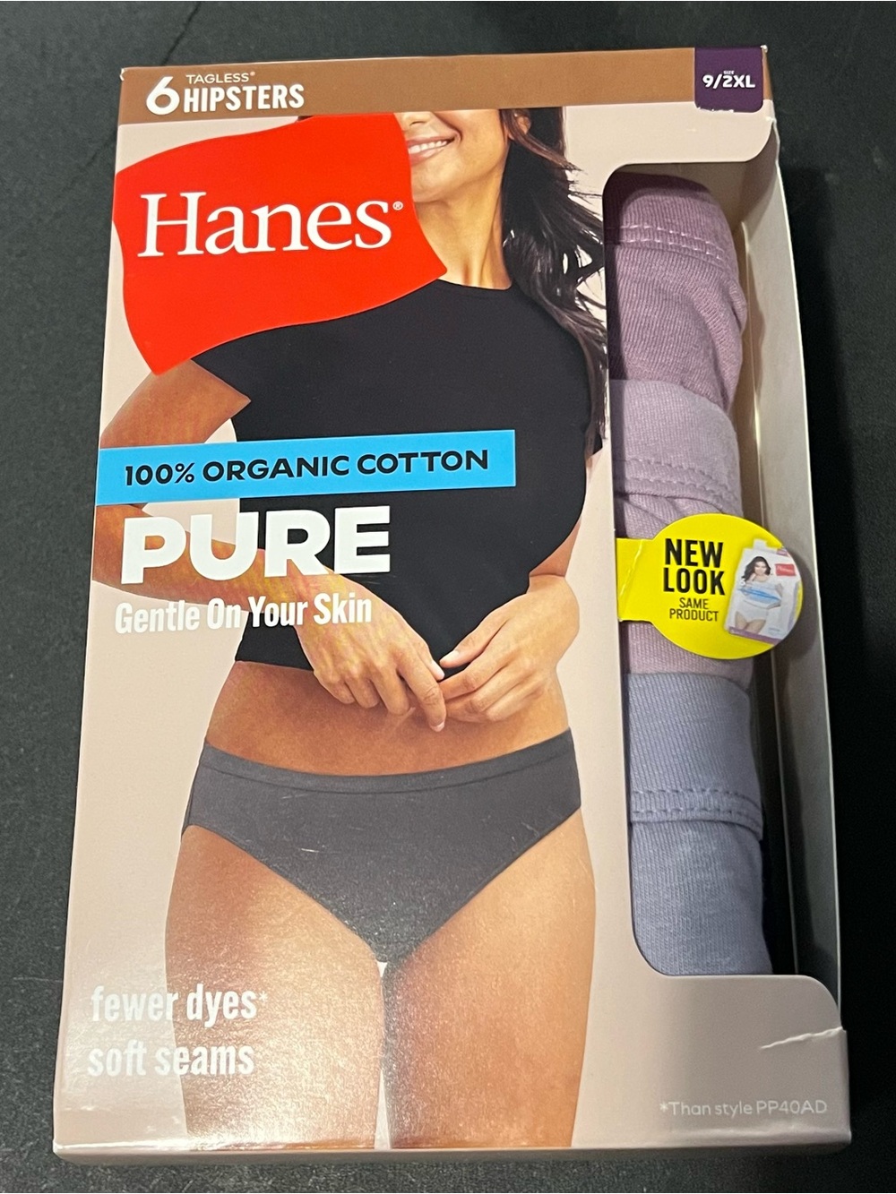 Hanes PURE Organic Cotton Hipsters 6 Pack